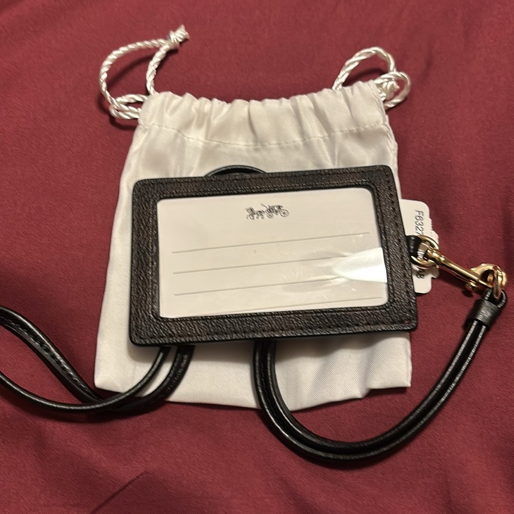 Coach Authentic Signature PVC Lanyard ID Badge Card Holder (Brown/Black) - Picture 10 of 11